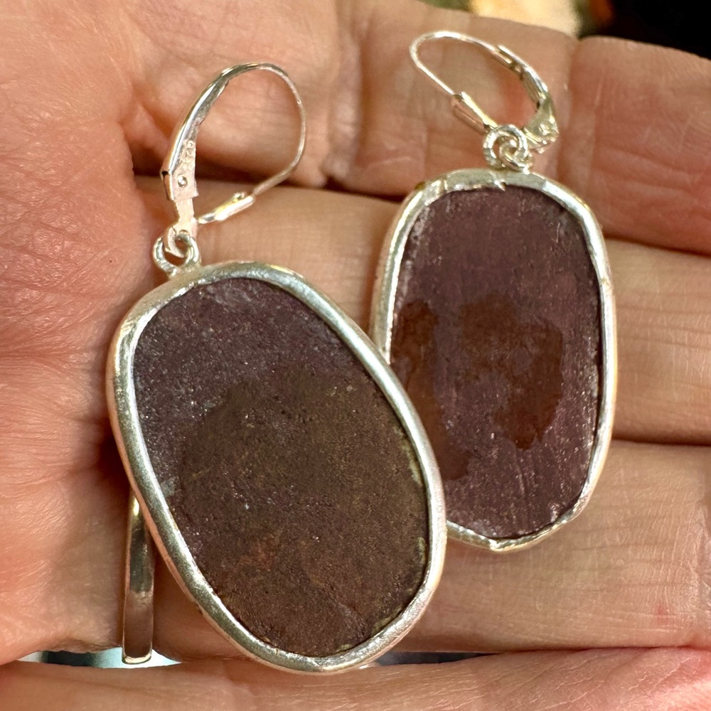 Artisan Sterling Ruby Drop Earrings - image 2